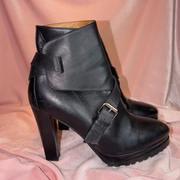 Authentic AllSaints Sarris Black Leather Booties – Size 39 – Made in Portugal 🇵🇹 - Picture 1 of 9
